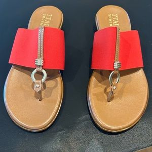 Ladies Red Strap Sandals with Box, 71/2